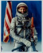 Space Astronaut Gordon Cooper signed 10x8inch colour official NASA spacesuit photo. Good