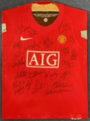 Manchester United multi signed Replica home shirt 22 signatures includes some Old Trafford legends