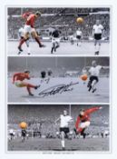 Football Autographed Geoff Hurst 1966 Montage Edition: Colorized, Measuring 16 X 12 Depicting A