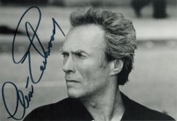 Clint Eastwood signed 7x5 inch black and white photo. Good condition. All autographs are genuine