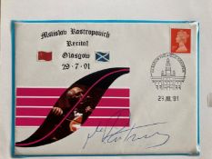 Music Mstislav Rostropovich signed 1991 Glasgow recital cover. Good condition. All autographs are