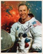 Apollo 12 Astronaut James Lovell JR signed 10x8 inch NASA original colour photo pictured in space