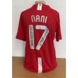 Nani signed Manchester United Moscow Champions league 2008 final replica home shirt. Size medium.