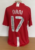 Nani signed Manchester United Moscow Champions league 2008 final replica home shirt. Size medium.