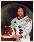 Space Apollo XI Neil Armstrong signed original NASA 10x8 inch colour photo pictured in Space suit