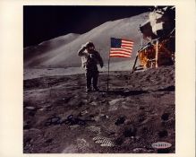 Space Apollo Astronaut David R. Scott signed 10x8 inch colour photo pictured on the moon. Good
