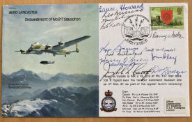 WW2 Dambusters rare multiple signed Avro Lancaster cover. 13 autographs including ultra rare Harry