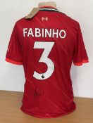 Fabinho signed Liverpool F.C replica home shirt signature on back. Size small. Good condition. All