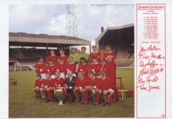 Manchester United 1968 European Cup Winners 16x12 colour print signatures include John Aston, Bill