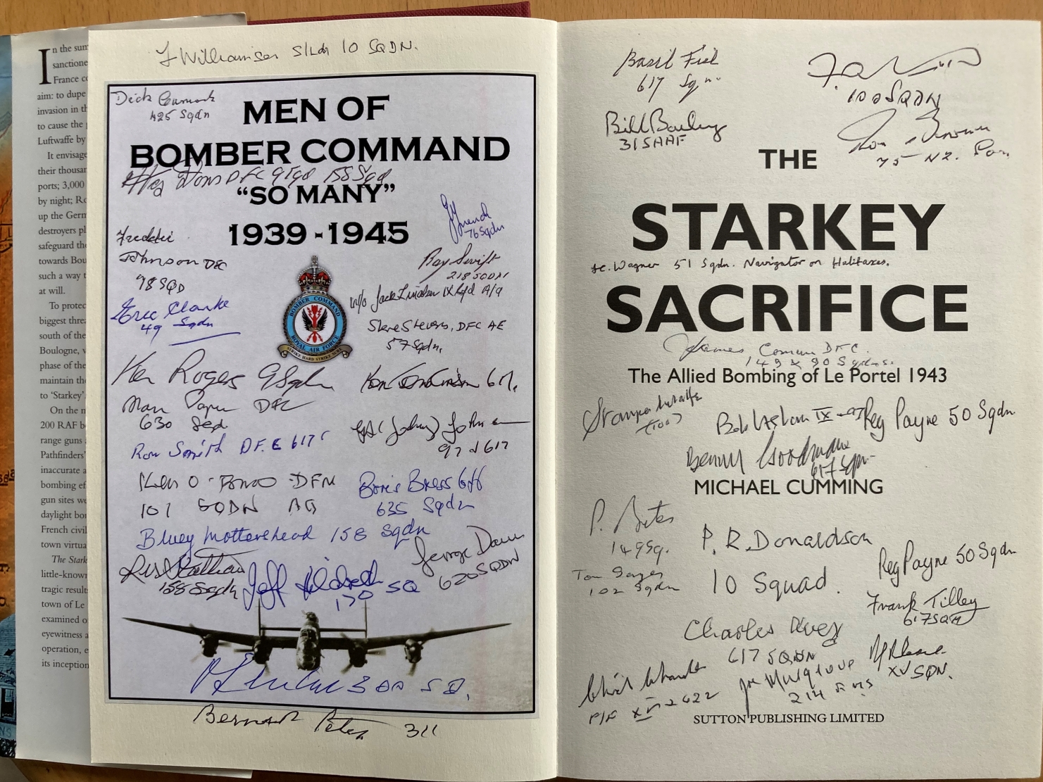 WW2 40 bomber Command veterans multiple signed books. The Starkey Sacrifice the Allied Bombing of Le - Image 2 of 2
