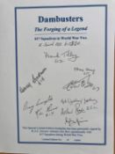 WW2 617 Sqn veterans signed Dambusters book page. Signed by G Johnny Johnson, Ray Graystone, Benny