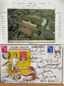 16 Arsenal football squad signed 1973 Rangers v Arsenal Centenary match. Includes Wilson, Rice,