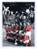 Football Autographed Man United 1968 Montage Edition: Colorized, Measuring 16 X 12 Depicting A