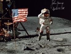 Space Apollo Astronaut John W. Young signed 10x8 inch colour photo pictured while on the moon