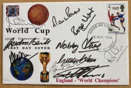 1966 Word Cup England Winners FDC with Harrow and Wembley FDI postmark signed by 10 of the team Jack