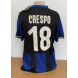 Herman Crespo signed Inter Milan replica home shirt signature on reverse. Size medium. Good