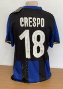 Herman Crespo signed Inter Milan replica home shirt signature on reverse. Size medium. Good