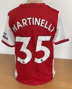 Gabriel Martinelli signed Arsenal replica home football shirt. Size medium. Good condition. All