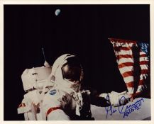 Space Apollo Astronaut Eugene Cernan signed 10x8 inch colour photo pictured on the moon during