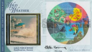 Helen Young signed Wild and Weather Gale Force Winds Eastbourne Sussex Benham FDC double PM Wild