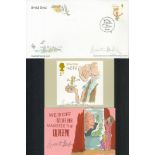 Quentin Blake, three original signed items: a 6x4 official Roald Dahl BFG unused postcard, with