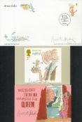 Quentin Blake, three original signed items: a 6x4 official Roald Dahl BFG unused postcard, with