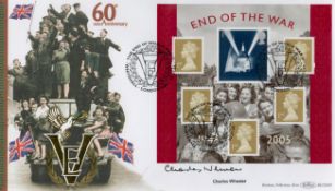 Charles Wheeler signed 60TH Anniversary VE End of the War Benham FDC double PM The End of the War