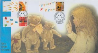 Prunella Scales signed New Small Smilers Buckingham FDC PM Generic Smilers Sheets Giggleswick Settle