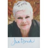 Judi Dench signed colour photo Approx 6x4 Inch. An English Actress. Good condition. All autographs