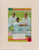 Multi signed Michael Atherton, Neil Fairbrother and Phillip DeFreitas on 3 small white stickers of