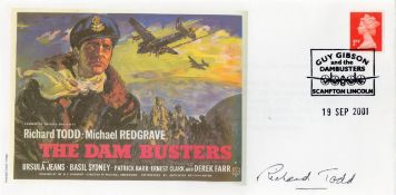 Richard Todd signed The Dam busters FDC PM Guy Gibson and the Dam. Good condition. All autographs