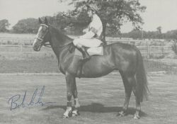Bob Champion signed blue ink black and white photo Approx. 6x4 Inch. Champion Jockey. Good