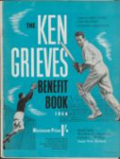 Ken Grieves signed Benefit Book 1956 March Wed, Thur, Fri August 1,2,3 Lancashire V. Northants. Good