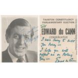 Edward Du Cann signed 3x3inch black and white card photo. Good condition. All autographs are genuine