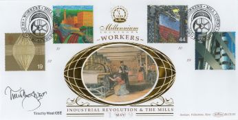 Timothy West signed Millennium Workers Industrial Revolution and the Mills Benham FDC Double PM