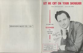 Ken Dodd English Comedian and Singer Signed Vintage Sheet Music 'Let Me Cry on Your Shoulder'.
