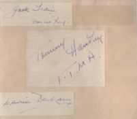 Tommy Handley, Jack Train, June Malo and Maurice Denham clipped signature pieces. Good condition.