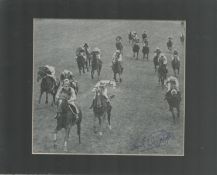 Lester Piggott signed Newspaper Clipping, mounted to an overall size of 10x8 Inch. Champion
