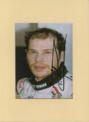 Jacques Villeneuve signed colour photo 10x7.5 Inch mounted overall size 16x12 Inch. Is a Canadian