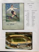 1930s England football S D Crooks signed page and Wembley postcard display. Old autographed page