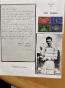 1953 Coronation Cup Celtic football legend Mike Haughney hand written letter set on A4 descriptive