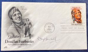 Actor WW2 vet Douglas Fairbanks Jnr signed 1984 Douglas Fairbanks Performing Arts FDC with Denver