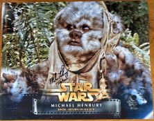 Star War Ewok Michael Henbury signed 10 x 8 inch colour photo. Also known for known for Star Wars: