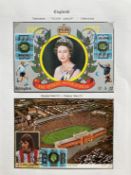 Mike Channon signed small football photo fixed to Hampden Park postcard. Display comm 1977 Silver