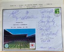 Celtic v St. Patricks European football multiple 13 signed cover display. Includes Wood, Lynch,