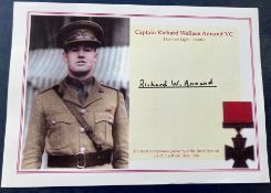 WW2 Victoria Cross winner Capt Richard Annand VC hand signed A4 colour copied display. Good