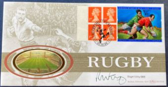 Rugby Roger Uttley signed 1999 Benham Rugby World Cup FDC BLCS168. Uttley played 23 games for