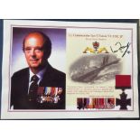 WW2 Victoria Cross winner Lt Cdre Ian Fraser VC DSC hand signed A4 colour copied display. Good