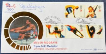 Olympic legend Steven Redgrave signed 1996 Benham official Games FDC BLCS118b. Henley on Thames