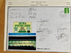 1996, 16 Sporting Lisbon squad football players signed cover for the match v Celtic. Set on A4